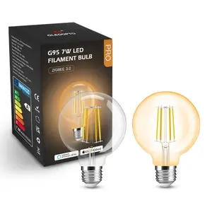 GL-B-004P Gledopto ZigBee Filament Bulbs Amber & Clear Glass Cover LED Edison Light Bulbs Work With Smart Home Bridge Dimmable