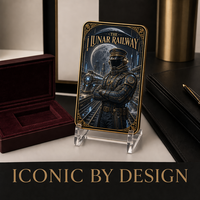 Cartes de collection en métal personnalisées, impression HD du chemin de fer lunaire, carte de collection en acier inoxydable pour les collectionneurs de TCG, cadeau de luxe