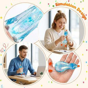 Duck <b>Squishy</b> Stress Ball Glitter TPE Soft Slow Rise Fidget Toy For Kids Age 5 To 7 Years Unisex - Product Image 6