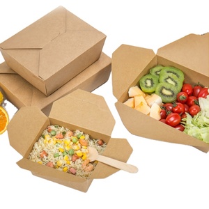 Wholesale Biodegradable Kraft Paper Takeaway Lunch Container Box Food Packaging Boxes