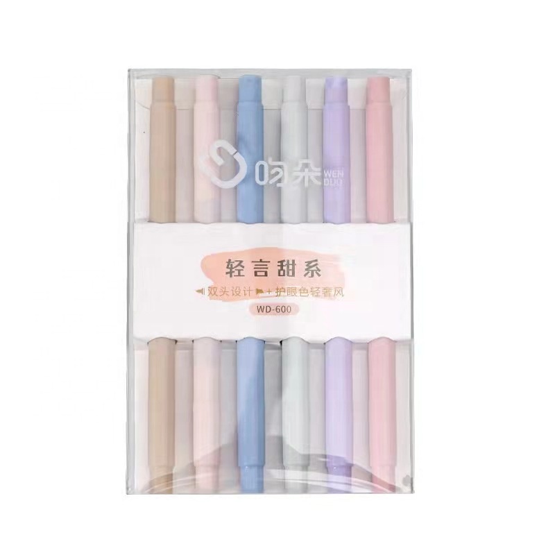 6pcs dual tip morandi pastel highlighter marker with soft brush tip for DIY journal