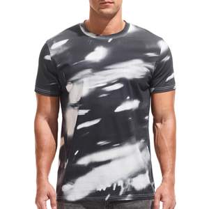 Street Style T-shirt à col rond pour homme en coton extensible imprimé graphique haut décontracté à manches courtes - Product Image 2