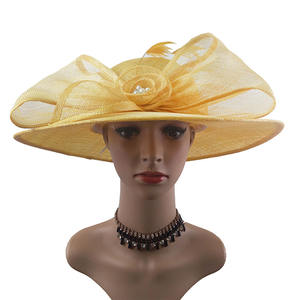 Chapeaux d'église en peluche sinamay pour femmes en gros Chapeaux derby pour fête, affaires, plage, utilisation en extérieur-Tour de tête réglable - Product Image 6