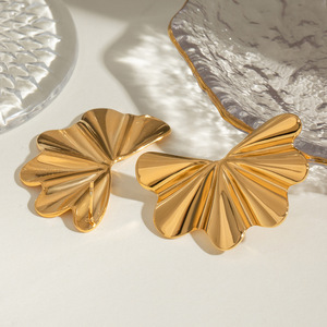Flower <b>Stud</b> <b>Earrings</b> Gold Plated Geometric Design Party Fashion Jewelry - Product Image 4