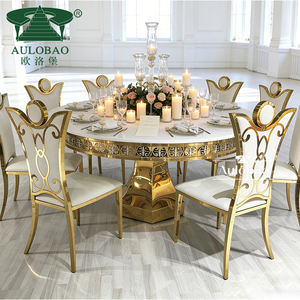 Muebles para Banquetes de Hotel, Mesas Redondas de Comedor para Bodas con Base de Acero Inoxidable Negro - Product Image 4