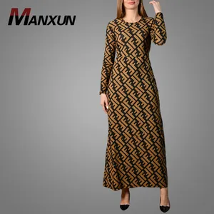 Monogram Pattern Muslim Clothing Popular Women Islamic Dresses Chain Supplier Kaftan Abaya Dress