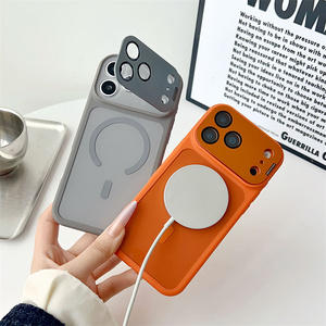 เคสโทรศัพท์มือถือแม่เหล็กแบบมีที่ยึดกล้องโลหะแท้ สำหรับ iPhone 17 16 15 14 Pro Max พร้อมขาตั้งแบบพับได้ ฝาหลัง PC สีนีออน ป้องกันเลนส์ - Product Image 4