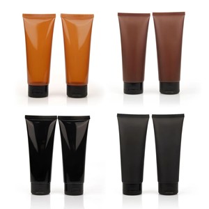 Vente en gros en vrac de tubes compressibles de 100 ml, nouveaux, ambre, noir mat, avec couvercle rabattable, emballage cosmétique pour shampooing - Product Image 2
