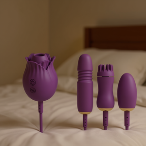 Juguetes Sexuales para Adultos, Set de Cuatro Piezas, Vibrador Rosa, Succión y Rotación, Recargable por USB, Resistente al Agua IPx6, 10 Frecuencias - Product Image 2