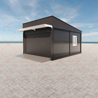 Garage de maison de conteneur plat préfabriqué portable 4.5*5.95m conception d'usine avec toit en pente en panneau sandwich et acier