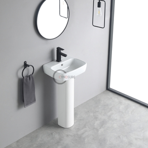 Diseño geométrico tridimensional con lavabo de columna de estilo simple para espacios de baño modernos. - Product Image 4