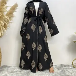 Dl216 Tùy Chỉnh Abaya Phụ Nữ Voan Cardigan Của Phụ Nữ Ăn Mặc Dài Tay Áo Sơ Mi Kimono Cộng Với Kích Thước Hồi Giáo Quần Áo Rắn khiêm tốn Ăn Mặc