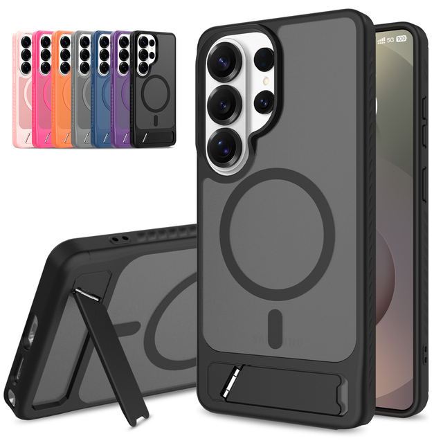 Luxury for Samsung S26 Ultra Case Matte Kickstand Shockproof Magnetic Wireless Charging Mobile Phone Cover for Galaxy S26 Ultra