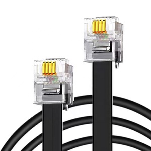 6P2C 6P4C flat telephone <b>cable</b> 4 wire rj11 connector 2 4 5 10 20m telephone <b>cable</b> White flexible telephone <b>cable</b> - Product Image 1
