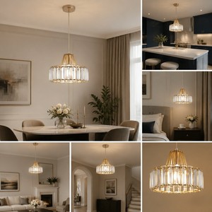 Crystal Chandelier Modern Iron Dining Room Chandelier Bar Bedroom Bedside Pendant Lamp Gold - Product Image 2
