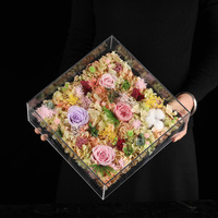 Caja de Regalo de Flores Eternas, Caja de Flores Acrílica Grande Tipo Bolso, Regalo de Alta Gama, Rosas Eternas Preservadas para Cumpleaños y San Valentín