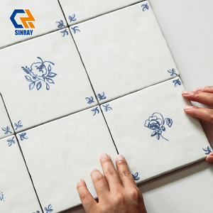 Collection TilesDelft, carreaux de porcelaine bleus et blancs modernes, faits à la main, petits carreaux à fleurs, carreaux muraux et de sol pour cuisine et salle de bain, antidérapants - Product Image 4