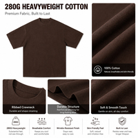 T-shirt Homme Personnalisé avec Logo, Coton Lourd 280g, Coupe Oversize Épaules Tombantes, Uni, Vente en Gros OEM ODM