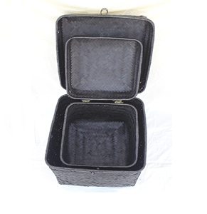 Ensemble de boîtes de rangement en bambou tissé multi-tailles avec couvercle, paniers durables pour l'organisation de la maison, pour les articles ménagers - Product Image 1