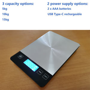 J & R 스테인레스 스틸 유리 터치 작동 전자 가정용 15kg 주방 무게 감시자 저울 디지털 무게 음식 - Product Image 5