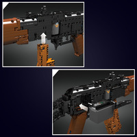 14020 Fusil Automático AK74 para Ensamblar, Modelo de Arma de Fuego de Juguete, Set de Bloques de Construcción Educativos para Niños