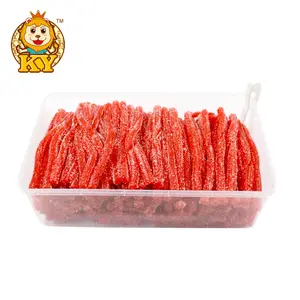 China Wholesale 3 Types Of Sugar Coated Rainbow Belts Licorice Gummy Soft Candy Sour Strips