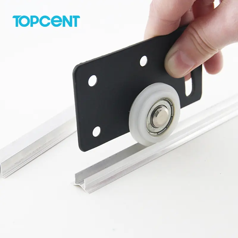 Topcent Modern Design Zwart Rechthoekig Metalen Plaat Schuifdeur Roller Hardware Voor Lade Glijbanen En Kledingkast