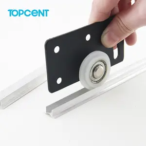 Topcent Design moderno nero rettangolare piastra metallica porta scorrevole armadietto a rulli Hardware per cassetti diapositive e armadio