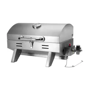 Propane gas bbq grill tabletop with lid smokeless garden household party Gas baebecue grill