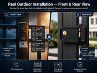 Serrure de porte intelligente extérieure étanche IP65 Tediton avec empreinte digitale, code, carte, clé, contrôle par application Tuya TTLock pour portail de villa, porte en métal