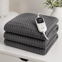 Almohadilla Eléctrica de Lujo Gris Personalizada OEM de Fábrica, 30x60cm, Controlador Digital LED, 6 Niveles de Calor, Apagado Automático de Seguridad, Cálida