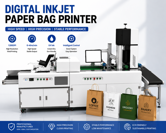 High Speed Automatic UV Inkjet Printer for Eco-Friendly Paper Sack Tote Packaging 1200dpi Resolution All-In-One System