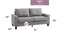 Home Trend Muebles importados China 2 Plazas Lino Tela gris Sofá Silla Tufted Sofá Habitación Set para dormitorio Sala de estar Oficina