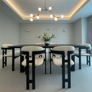 Table à manger en bois massif Kennedy, chaises en bois massif, chaise de salle à manger moderne en cuir et tissu, chaises en bois massif pour <span class=keywords><strong>restaurant</strong></span> - Product Image 1