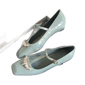 Zapatos Planos Mary Jane con Punta Cuadrada, Tira en T y Decoración de Perlas, de Charol, para Mujer, para Todas las Temporadas - Product Image 5