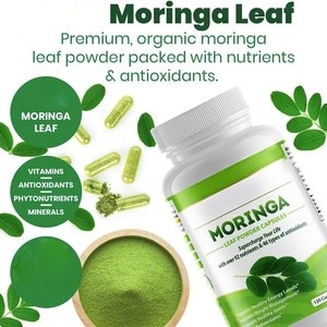 Polvo de Moringa Vegetariano con Beneficios Antioxidantes, Cápsulas de Moringa Orgánica Vegana, Suplemento Natural de Extracto de Moringa en Cápsulas - Product Image 5