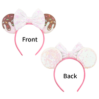 Serre-tête unisexe oreilles de souris crème glacée avec nœud à sequins, accessoires capillaires mignons pour filles, usage quotidien, cadeaux d'anniversaire pour enfants