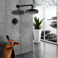 Robinet thermostatique mural encastré à poignée unique avec mitigeur, cartouche céramique, laiton chromé poli, moderne, pour salle de bain d'hôtel