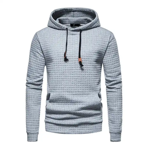 Sweat à capuche en coton à carreaux gaufré hommes mode pull chaud à manches longues automne hiver décontracté Ftted sweats à capuche de sport - Product Image 1