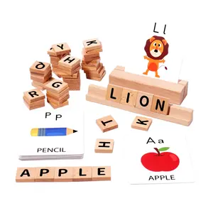 Beech Wood Letter Matching Game Educational English Learning Toy Children Spelling Word Game
