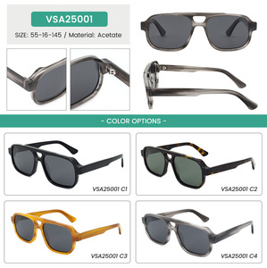 VSA25001 Lunettes de Soleil Pilote Polarisées Double Pont en Acétate de Haute Qualité pour Hommes - Product Image 3