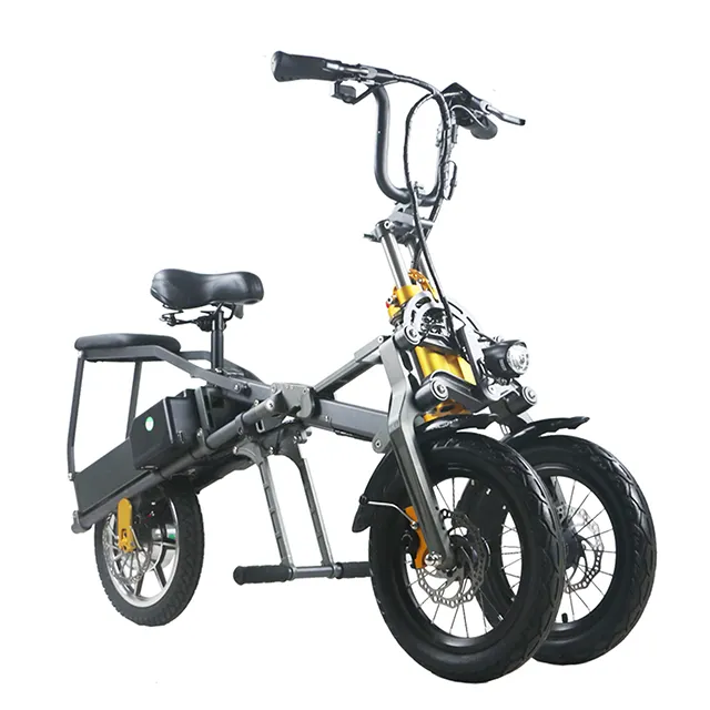 Çin ucuz fiyat 48V 350w çift lityum iyon batarya 3 tekerlekli elektrikli bisiklet yetişkinler için