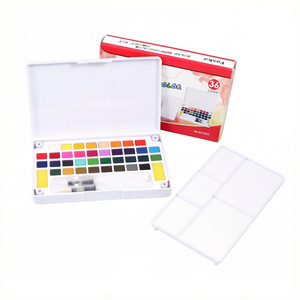 FOSKA Peinture à l'<span class=keywords><strong>aquarelle</strong></span> solide vibrante, <span class=keywords><strong>kit</strong></span> de peinture portable avec pinceau à eau pour les débutants, les professionnels et les amateurs - Product Image 1