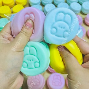 Giocattolo Sensoriale Squishy a Lenta Risalita a Forma di Macaron Pastello con Coniglio in Rilievo per Decompressione - Product Image 4