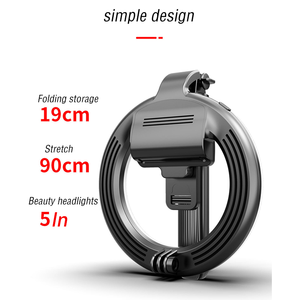 L07 pour Trépied Perche à Selfie avec Anneau Lumineux LED 5 Pouces, Batterie 1200mAh en Aluminium, Compatible Android+IOS pour Mobiles 4"-6.2" - Product Image 4