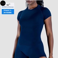 Camiseta Deportiva de Manga Corta sin Costuras para Mujer, de Alta Elasticidad, Absorbente de Humedad, Ajustada, con Cuello Redondo, para Correr, Gimnasio y Fitness