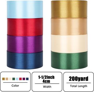 1 1/2inch 38MM Width Polyester Solid Color Pink Double Face Satin Ribbon 100 Yards Per Roll - Product Image 3