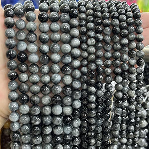 Perline in Pietra Naturale Occhio di Falco, Perline in Pietra Occhio di Gatto Grigio e Nero, Perline Sciolte per Creazione di Gioielli Fai-da-Te - Product Image 4