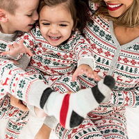 Ensemble de vêtements en coton et bambou personnalisé Hongbo 2026 pour la famille, pyjamas de Noël pour filles, tenues assorties imprimées