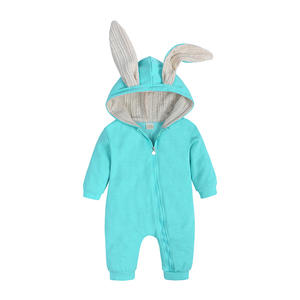 Wholesale Solid Color Cotton Infant Jumpsuit Casual Summer Baby Romper <strong>Dinosaur</strong> Hood Zipper Closure for <strong>Kids</strong> Boys Girls <strong>Onesie</strong> - Product Image 4